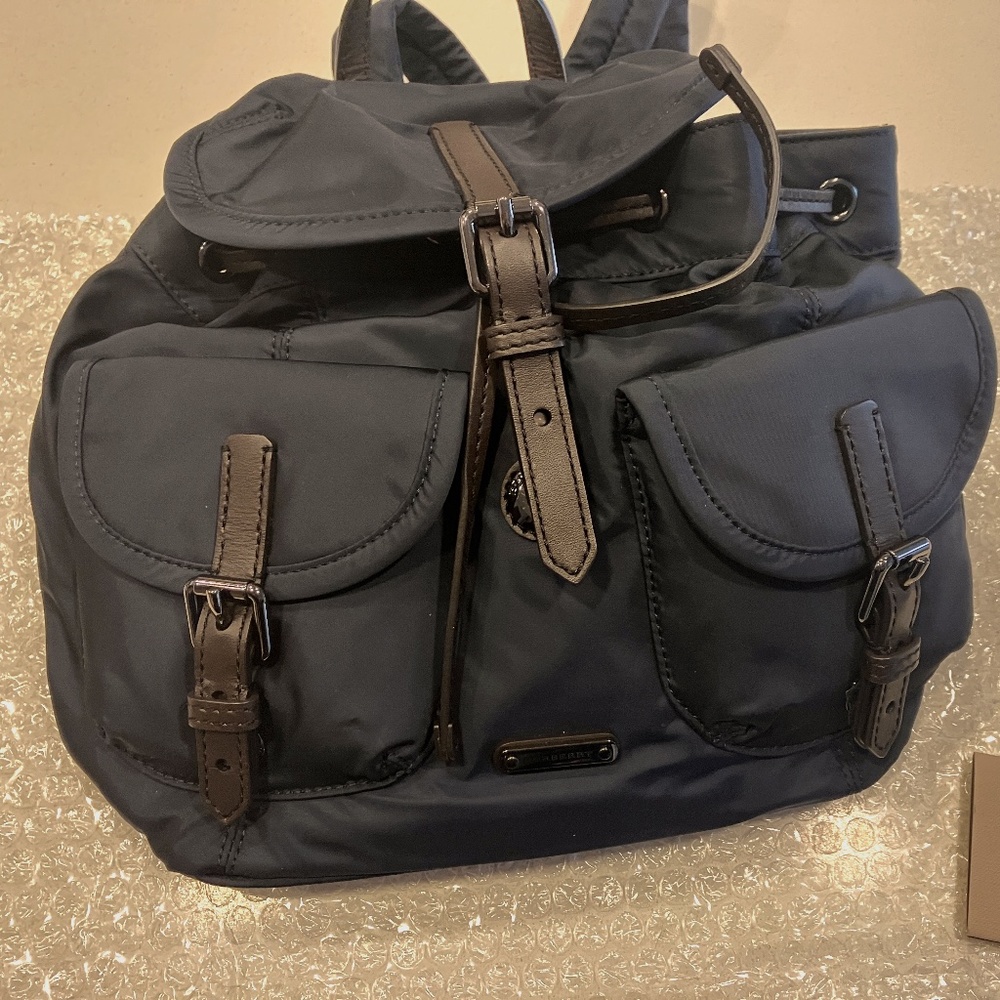 New!!! Burberry Nylon/Cloth Reversible Drawstring Backpack